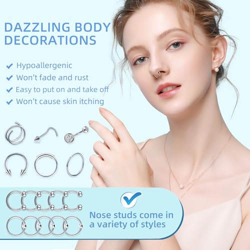 153Pcs Piercing Kit for all Body Piercings with Piercing Jewelry and Tools for Nose Septum Belly Button Lip Ear Tongue Cartilage Eyebrow and More with 12G 14G 16G and 20G Piercing Needles