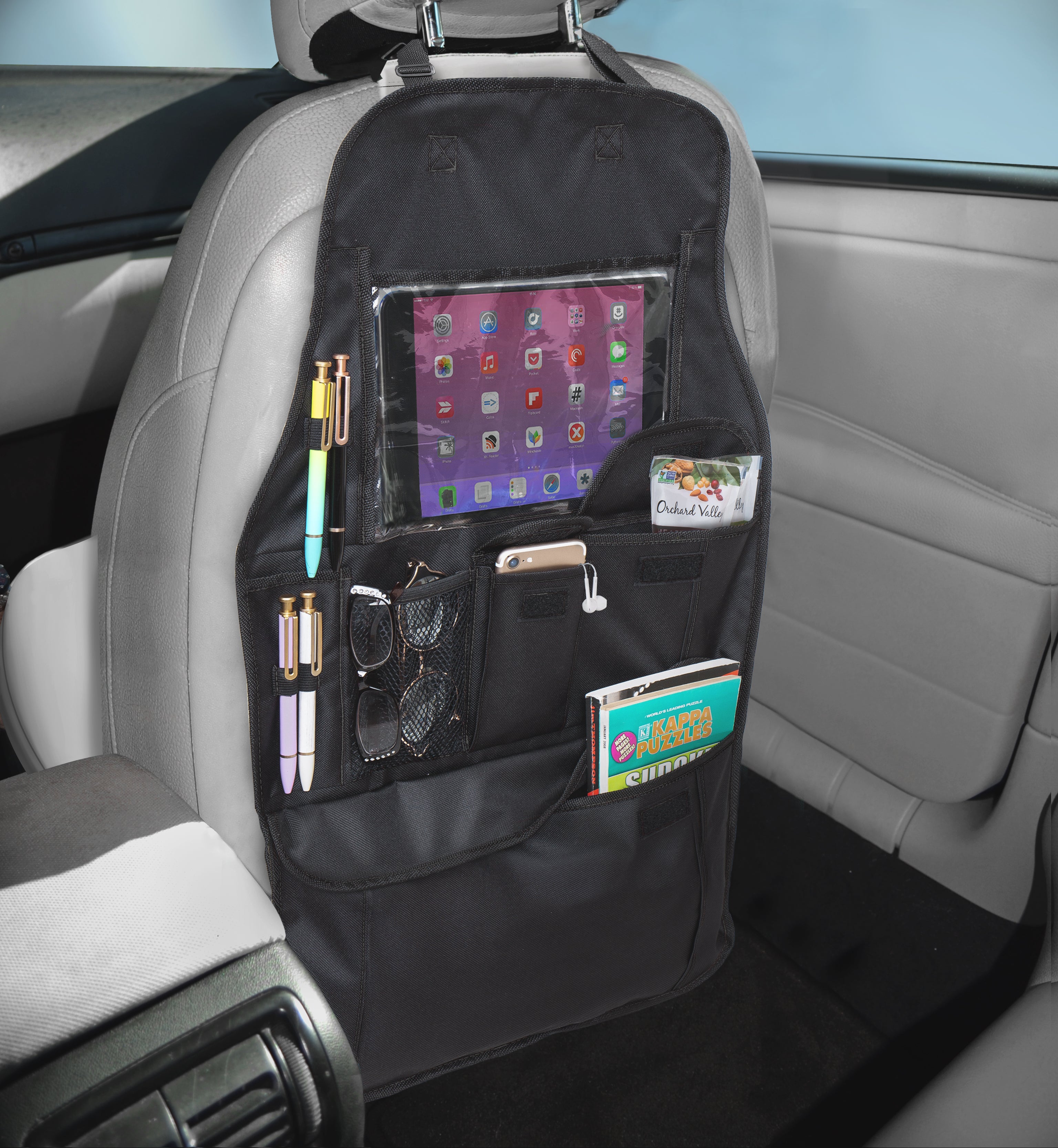 Backseat Tablet/Storage Car Organizer - Black