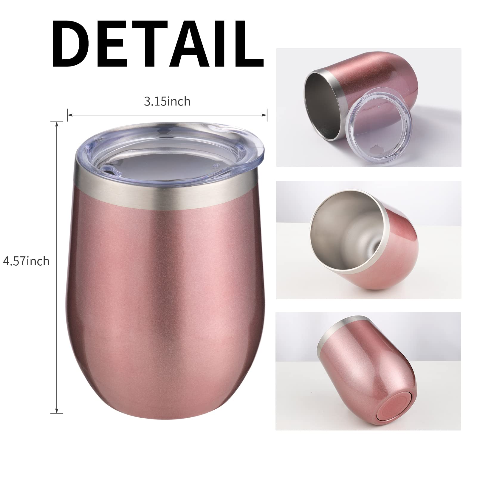 12oz/4 Pack Wine Tumbler Glasses with Lid Stemless Double Wall Vacuum Stainless Steel Travel Tumbler Keeping Cold & Hot for Wine,Coffee,Cocktails,Christmas Drinks-Family and Gifts(4 Pack-Red)