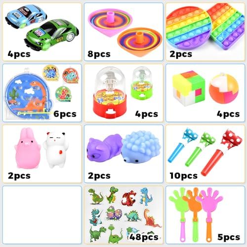 150 pcs Party Favors for Kids, Pinata Stuffers Goodie Bags Fillers for Kids Birthday Party Treasure Box Prize Box Toys for Kids Classroom Assortment Party Toys Fidget Party Favors Bulk