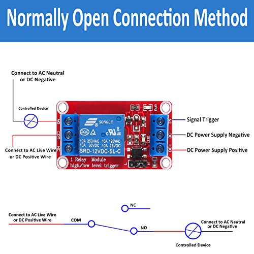 10pcs DC 5V Relay Module 1 Channel Relay Switch Relay Board with Optocoupler Isolation Support High or Low Level Trigger