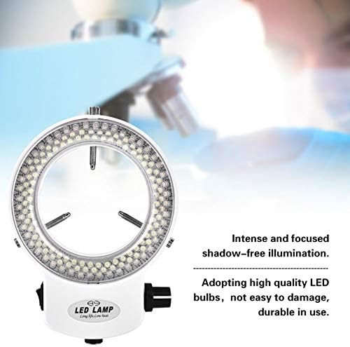 144 LED Ring Light Adjustable Microscope Camera 144 LED Beads Light Source Brightness Ring Lamp for Stereo Microscope (White)