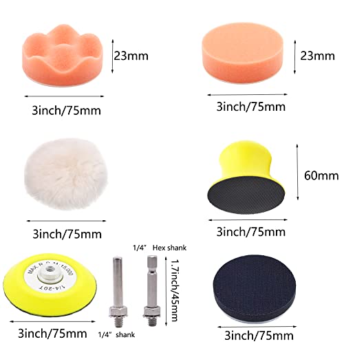 127pcs Sandpaper 3inch Sanding Disc 40-7000 Grit with Hand Sanding Block,1/4" Shank Backer Plate, Polishing Pads, and Interface Pad for Drill Grinder Rotary Tools Attachment