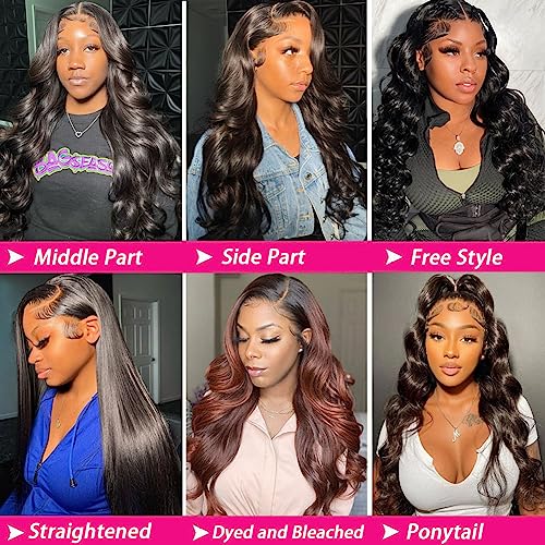 13x6 Body Wave Lace Front Wigs Human Hair Pre Plucked Glueless Wigs Human Hair 180% Density HD Transparent Lace Frontal Wigs Human Hair for Black Women Body Wave Wig 20 Inch