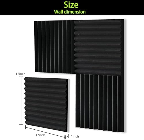 12 Pack Sound Proof Foam Panels for Walls 12x12x1 Inches, Wedges Acoustic Panels Sound Absorbing, Acoustic Foam Panels for Recording Studio, Home, Office