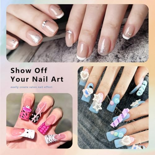 1000PCS Nail Tips Short Square French Duck Nail Tips Soft Clear False Nails Y2K Duck Feet Style Half Cover for Acrylic Nails Kit 10 Sizes 2 Shapes-Shape for Salon Home DIY Gifts