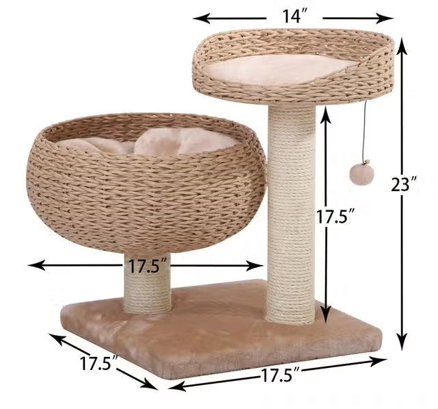 PetPals Cozy Handwoven, Natural Eco-Friendly Medium Cat Tree