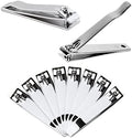 11pcs Large Beauticom Stainless Steel Straight Nail Clipper - Professional Ultra Sharp Sturdy Silver Finger Nail and Toe Nail Cutters for Acrylic Nails Grooming Manicure