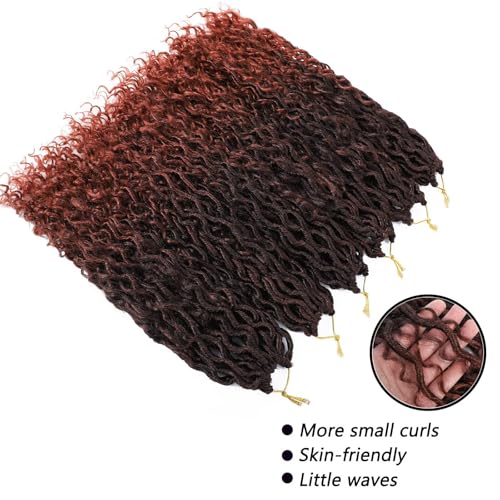 144 Roots New Goddess Locs Crochet Hair for Women 18 inch Copper Red River Faux Locs Hair with Curly Ends Boho Style Synthetic Braids (18inch T1B/350#)