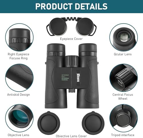 10x42 HD Professional Binoculars for Adults - High Power Binoculars with BAK4 Prism FMC Lens, Waterproof Compact Binoculars for Bird Watching Hunting Travel Stargazing Outdoor with Carrying Case
