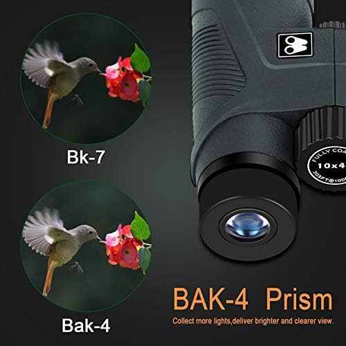 10x42 Binoculars for Adults with Smartphone Adapter, BAK4 Prism and FMC Lens, HD Professional Binoculars for Bird Watching Travel Stargazing Hunting Wildlife Watching Outdoor Concerts Sports