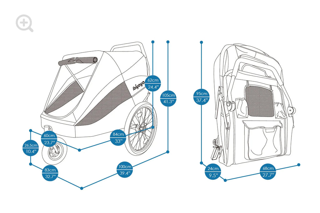 Ibiyaya Hercules Heavy-Duty Pro Pet Stroller-Bike Trailer, 3-Wheel Foldable Jogging, Hiking, All-Terrain Extra-Large Dog Stroller