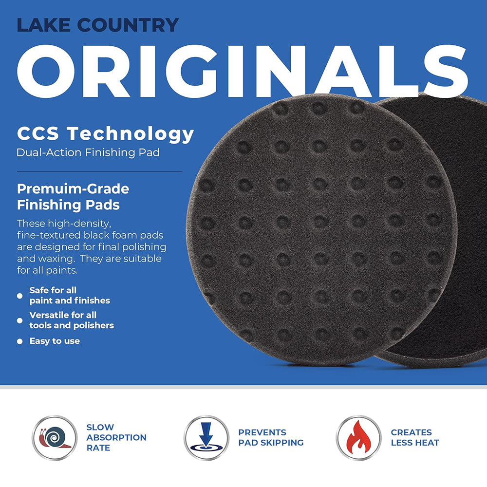 Lake Country CCS Cutback DA Foam Finishing Pad - 5.5", Black