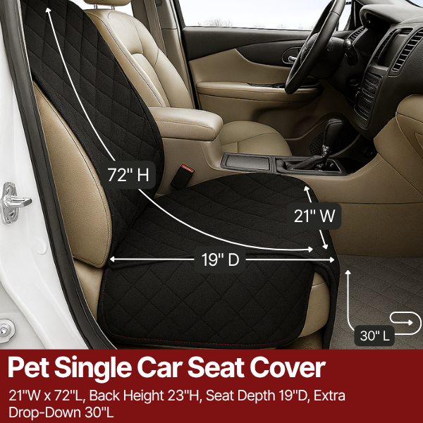 Formosa Covers Pet Single Car Seat Cover with Floor Coverage Black