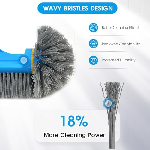 12.5'' Round End Pool Brush Head - Cleaning Wall & Tiles & Steps, Sturdy Nylon Bristles, Scrub Brush for Inground/Above Ground Pool, Spa, Hot Tub, No Pole
