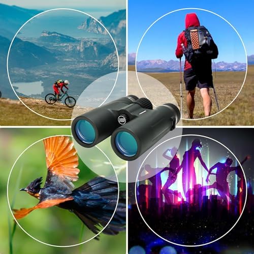 10x42 HD Binoculars - BaK-4 Prisms, Large Viewing Angle Binoculars, Clearly Visible in Low Illumination, Outdoor Essentials for Professional Bird Watching Hiking Hunting, greener