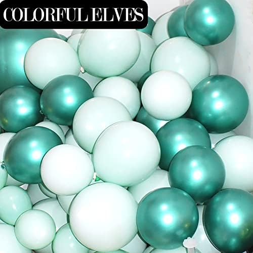 12 Inch 100 Pcs Latex Metallic Chrome Balloons Helium Shiny Thicken Balloons Party Decoration (Green)