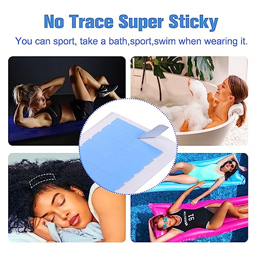 120 Pieces Hair Extension Tape Tabs, Double Sided Replacement Tape Adhesive for Hair Extensions Wigs Supplies (Blue)