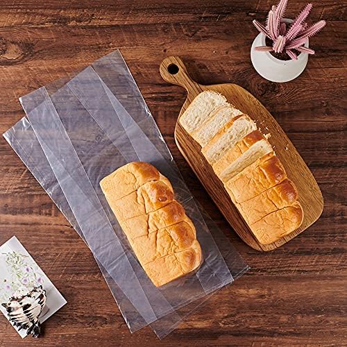 150 Piece Bread Loaf Bags - 8" x 18" Clear Gusseted Poly Bags with Free Twist Ties…