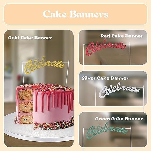 14 Inch Cake Drums with Banner Cake Topper-Cake Board Round White(3-Pack) 1/2 Inch Thick Cake Boards Sturdy, Greaseproof for Birthday Wedding Multi-Tiered Party Cake Boards by GoldenBakeryFamily