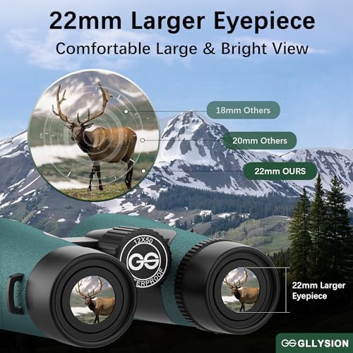 12X50 UHD Binoculars for Adults High Powered with Phone Adapter, Super Bright IPX7 Waterproof Binoculars with BAK4 Prisms, Professional Binoculars for Hunting Bird Watching Stargazing Safari Travel