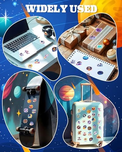 100pcs Space Stickers Bulk: Science Stickers Astronaut Stickers Vinyl Water Bottle Stickers for Kids Spaceman Outer Space Stickers Teacher Stickers for Students Space Party Favors Laptop Scrapbook
