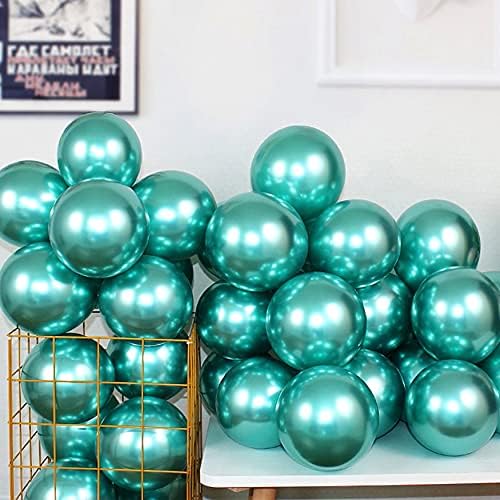 12 Inch 100 Pcs Latex Metallic Chrome Balloons Helium Shiny Thicken Balloons Party Decoration (Green)