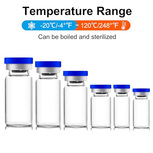 10ml Sealed Vials with Self Healing Injection Port and Plastic-Aluminum Flip Caps,Glass Empty Vials for Injection 10 Pack