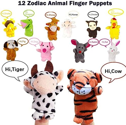 12 Pack Plush Animal Finger Puppet Toy with Valentine's Greeting Cards, Valentine School Classroom Prize Party Favor Toys, Valentine Gift Exchange