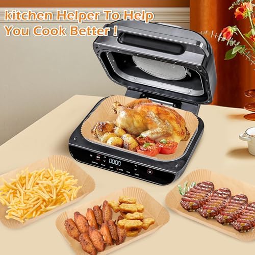 120pcs Air Fryer Liners Disposable for Ninja FG551/DG551/IG651/IG601 Foodi Smart XL Indoor Grill, Unbleach Parchment Paper Sheets with Oil Brush for Ninja Foodi Grill
