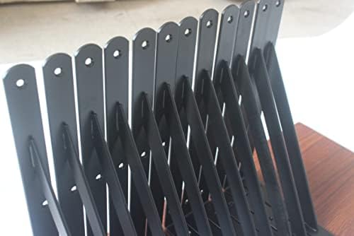 12 Pack L11 x H 8" Black Heavy Duty Shelf Brackets with Screws Metal Shelf Brackets Shelf Support Angle Brackets for Shelves L Brackets Heavy Duty Floating Shelf Brackets