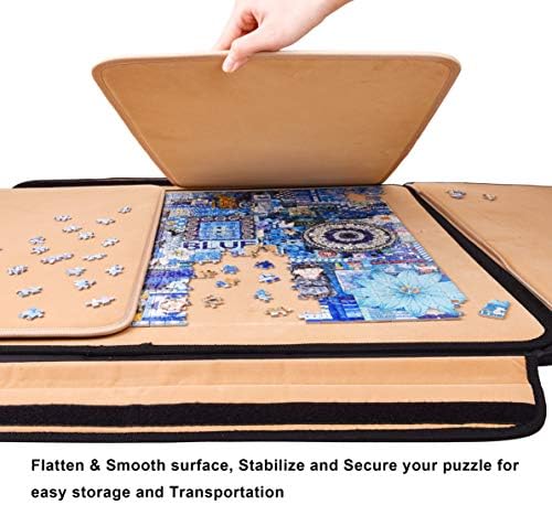 1500 Pieces Jigsaw Puzzle Board, Portable Puzzle Board, Jigsaw Puzzle Table Board, Puzzle Keeper Puzzle Caddy with Sorting Trays & Detachable Board,Non-Slip Surface