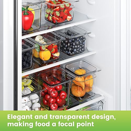 12 Pack Plastic Food Pan with Lid 1/6 Size 4 Inch Deep Restaurant Clear Food Storage Containers Polycarbonate Commercial Hotel Pans for Fruits Vegetables Beans Corns (12 PCS, 4'' Deep)