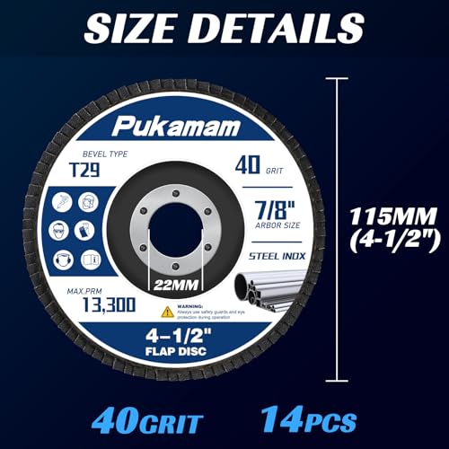 14 Pack Flap Discs 4 1/2 for Angle Grinder Grit 40 Type 29 Zirconia Grinding Wheel for Wood Metal Sanding
