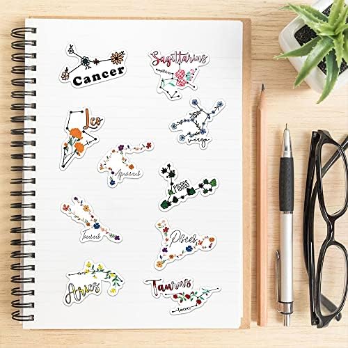 100Pcs Constellation Flowers Stickers Zodiac Signs Flowers Decals Vinyl Waterproof Floral Stickers for Teens Adults Journaling Water Bottle Laptop Skateboard Scrapbook Hydroflask for Kids Teens DIY Decorations(Constellation Flowers)