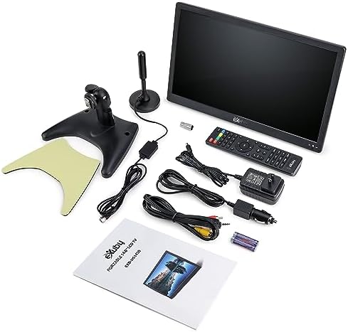 14" Small Portable TV for RV, Kitchen, Bedroom - Use TV Stand or Mount to Wall - Includes Built-in Battery & Car Charger for Boat, Camping - Digital Tuner gets HD Channels - Roku, Firestick Compatible