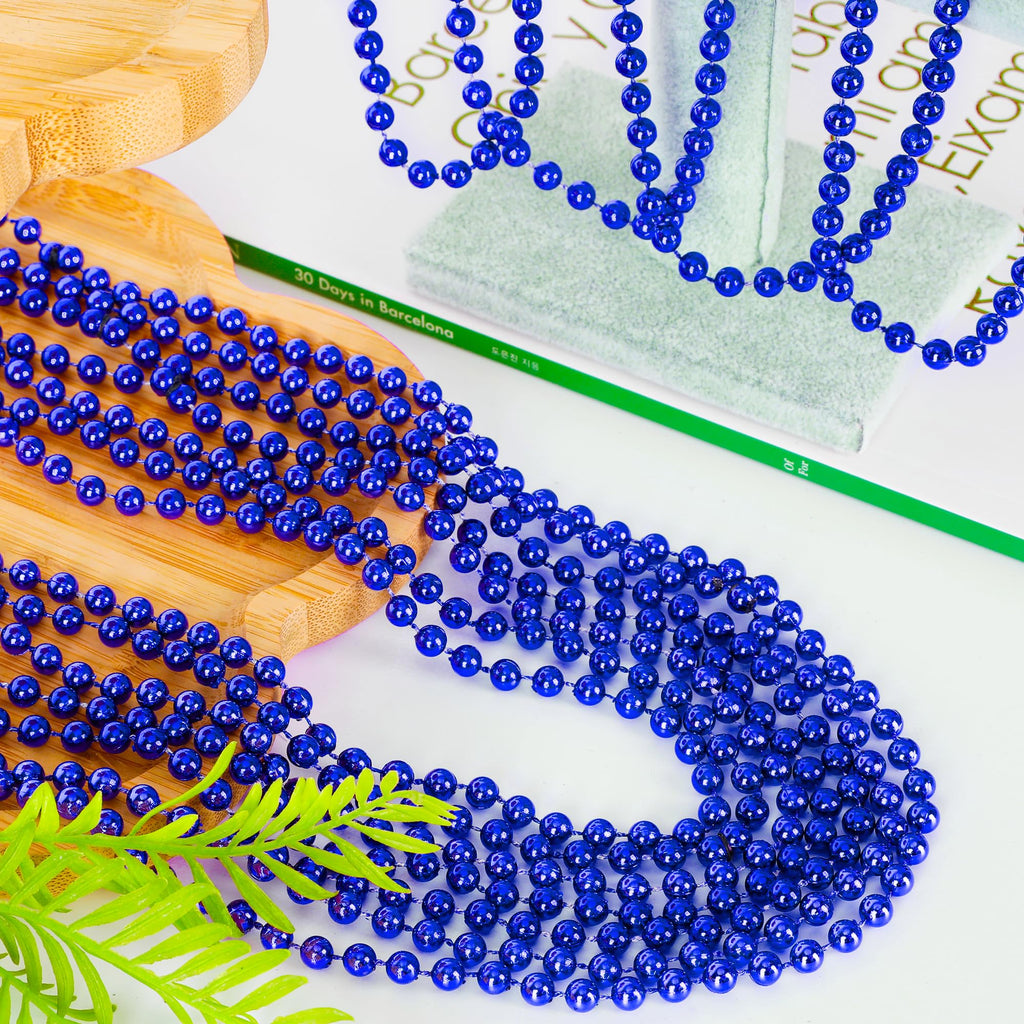 100PCS Bead Necklace, Blue Bead Necklaces Stuff Bulk, 33" Christmas Bead Necklaces Party Supplies, Festival Parade Throw Accessories for Wedding Birthday Pirate Theme Party Baby Shower Supplies Decor
