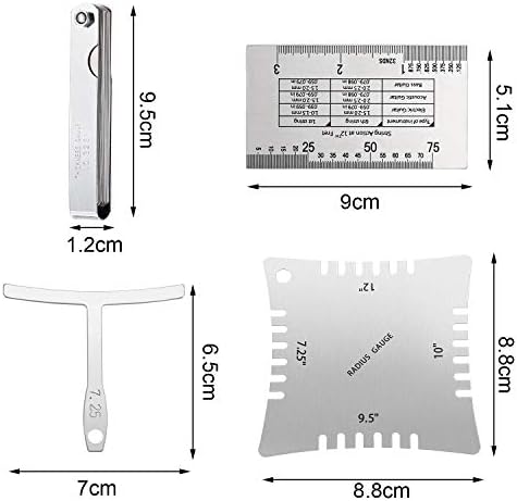 15 Pieces Guitar Luthier Tools Set Including Radius Gauge String Action Ruler 32 Blades Feeler Gauge for Guitar and Bass Setup