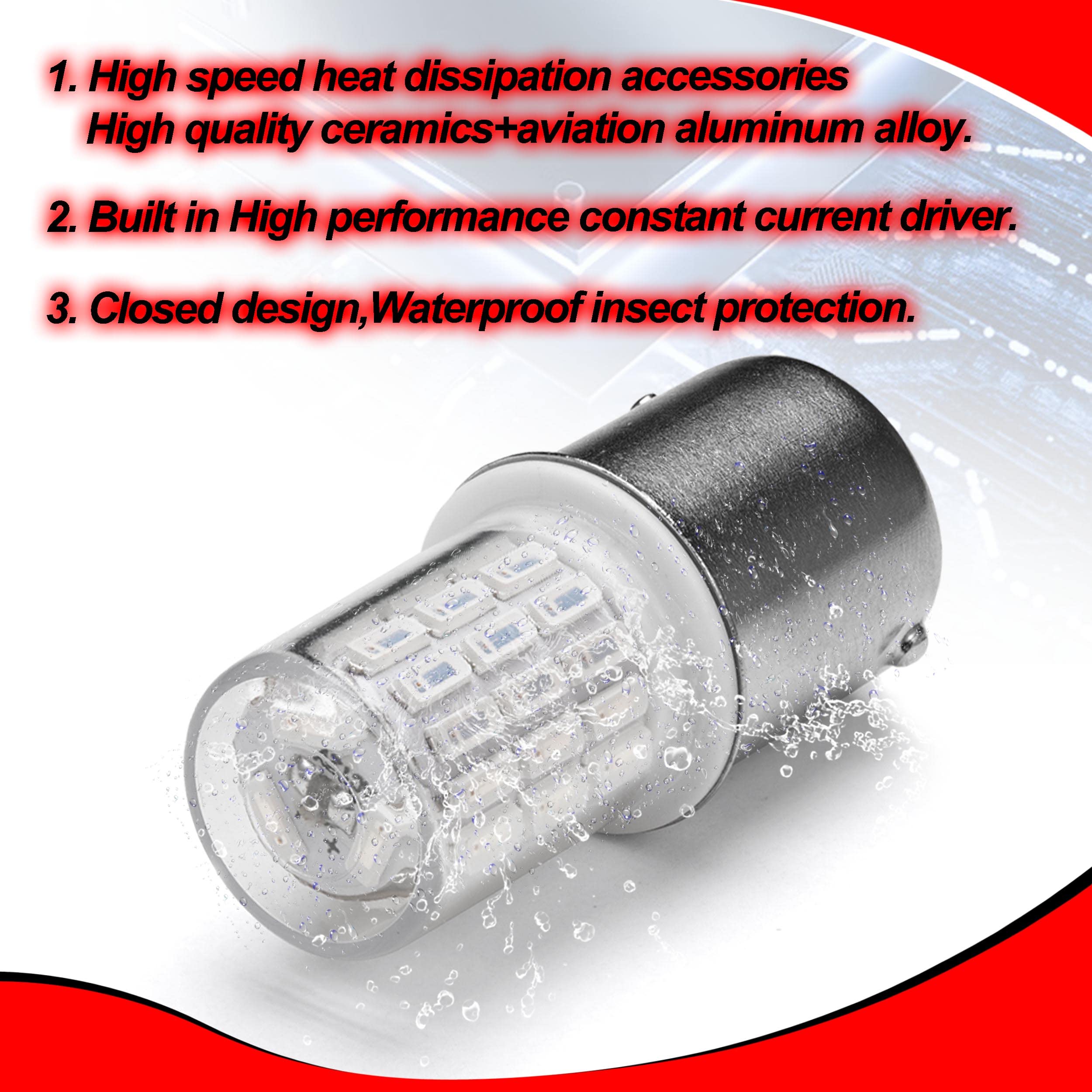 12V 1156 BA15S Red 1003 1141 7506 P21W LED Bulbs,DC Bayonet Single Contact Base,AC10-24V DC10-30 volt LED Replacement for Brake,Tail Lights,Blinker,Turn Signal,Parking or Running Lights,4Pack