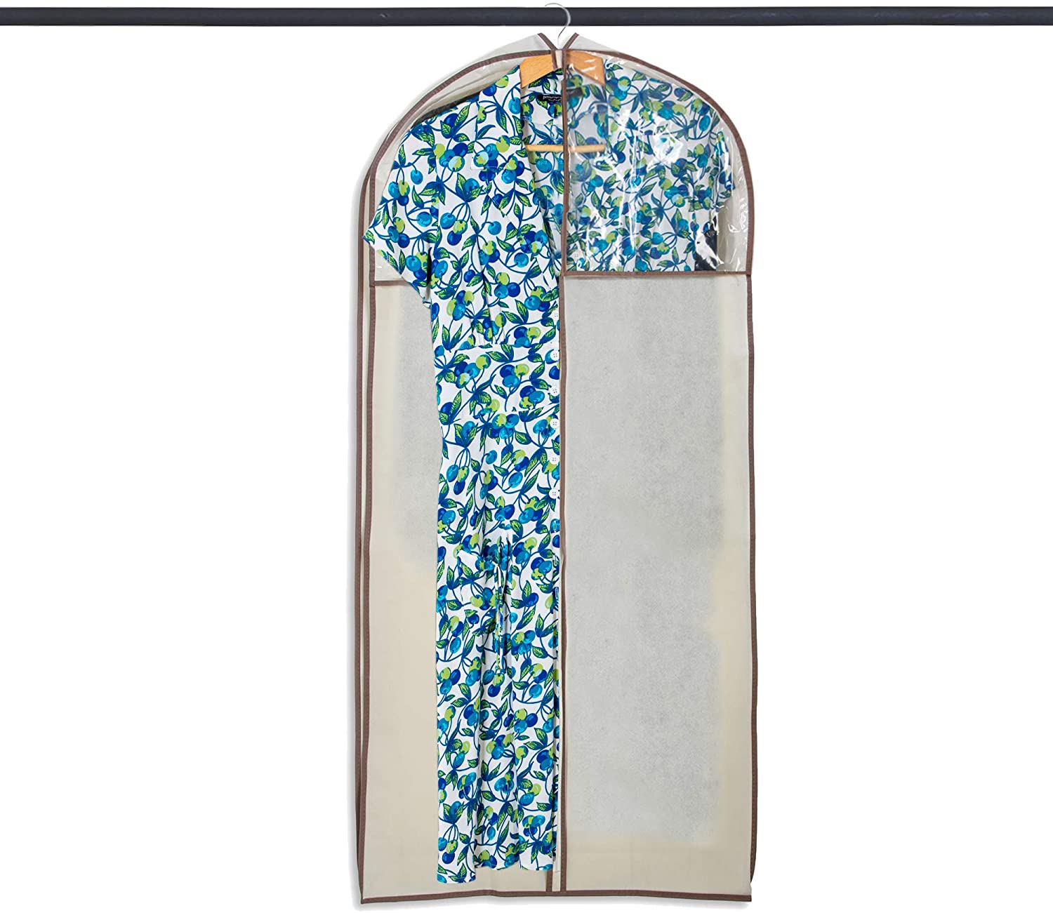Gusseted Dress Garment Bag with Zipper and Clear Window