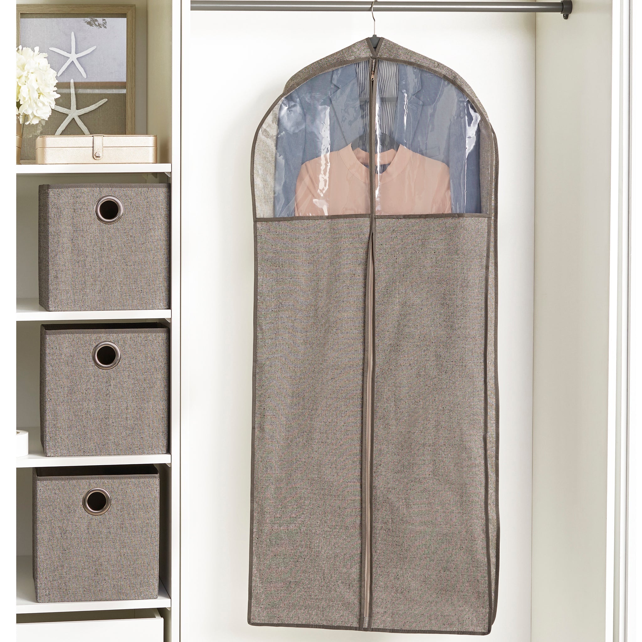 Gusseted Dress Garment Bag with Zipper and Clear Window