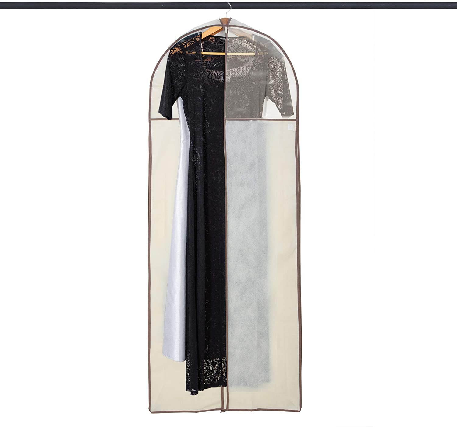 Gusseted Gown Garment Bag with Zipper and Clear Window - 24 x 62 Inch