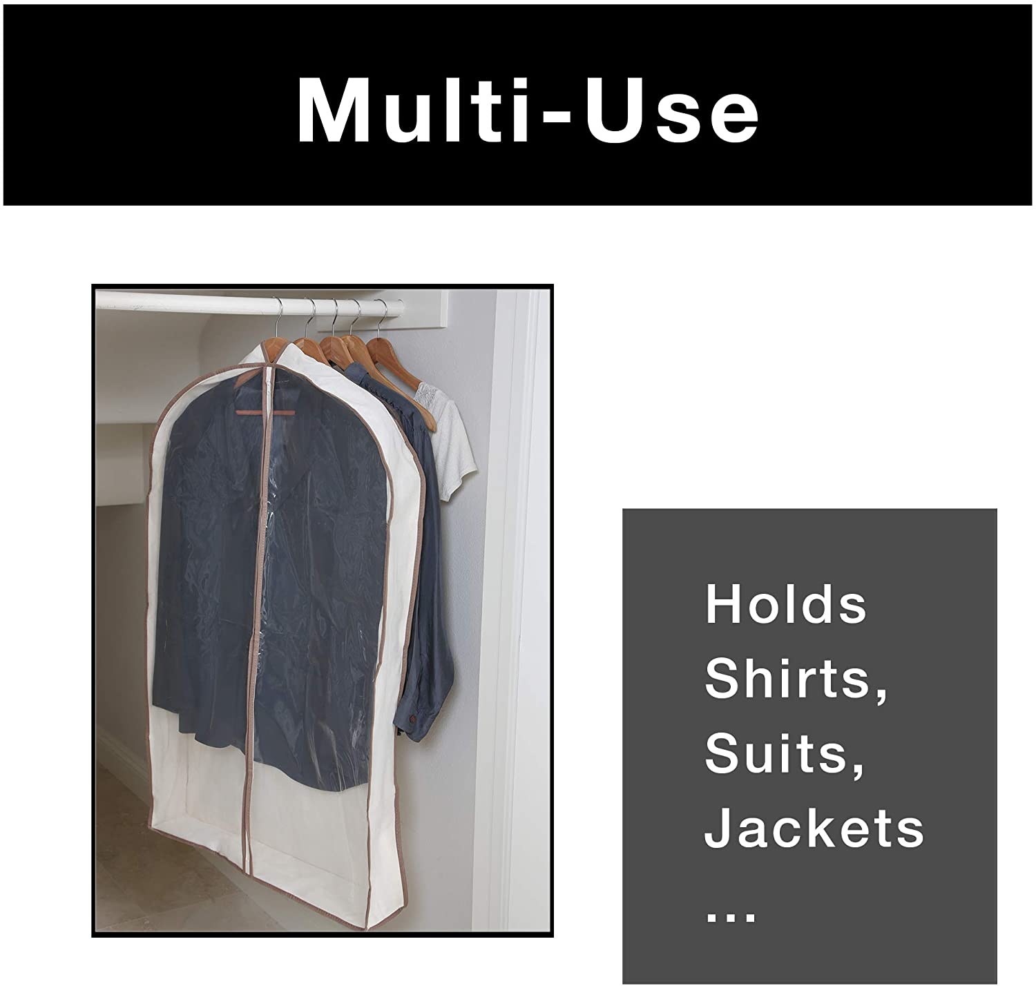 Canvas Gusseted Garment Bag Hanger with Cedar Wood - 24 x 42 Inch - Natural Canvas