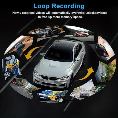 1080P Dash Cam Front and Inside,Dashcams for Cars with IR Night Vision Loop Recording G-Sensor 24Hr Parking Traffic Recorder(1080P)