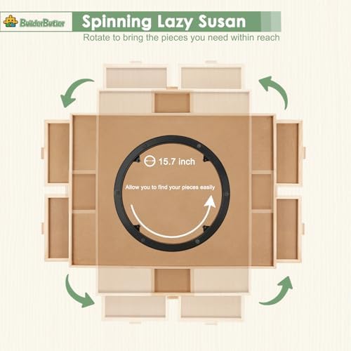 1500 Pieces Rotating Puzzle Board with 6 Drawers,26"x35" Portable Wooden Jigsaw Puzzle Table with Lazy Susan Spinning Cover