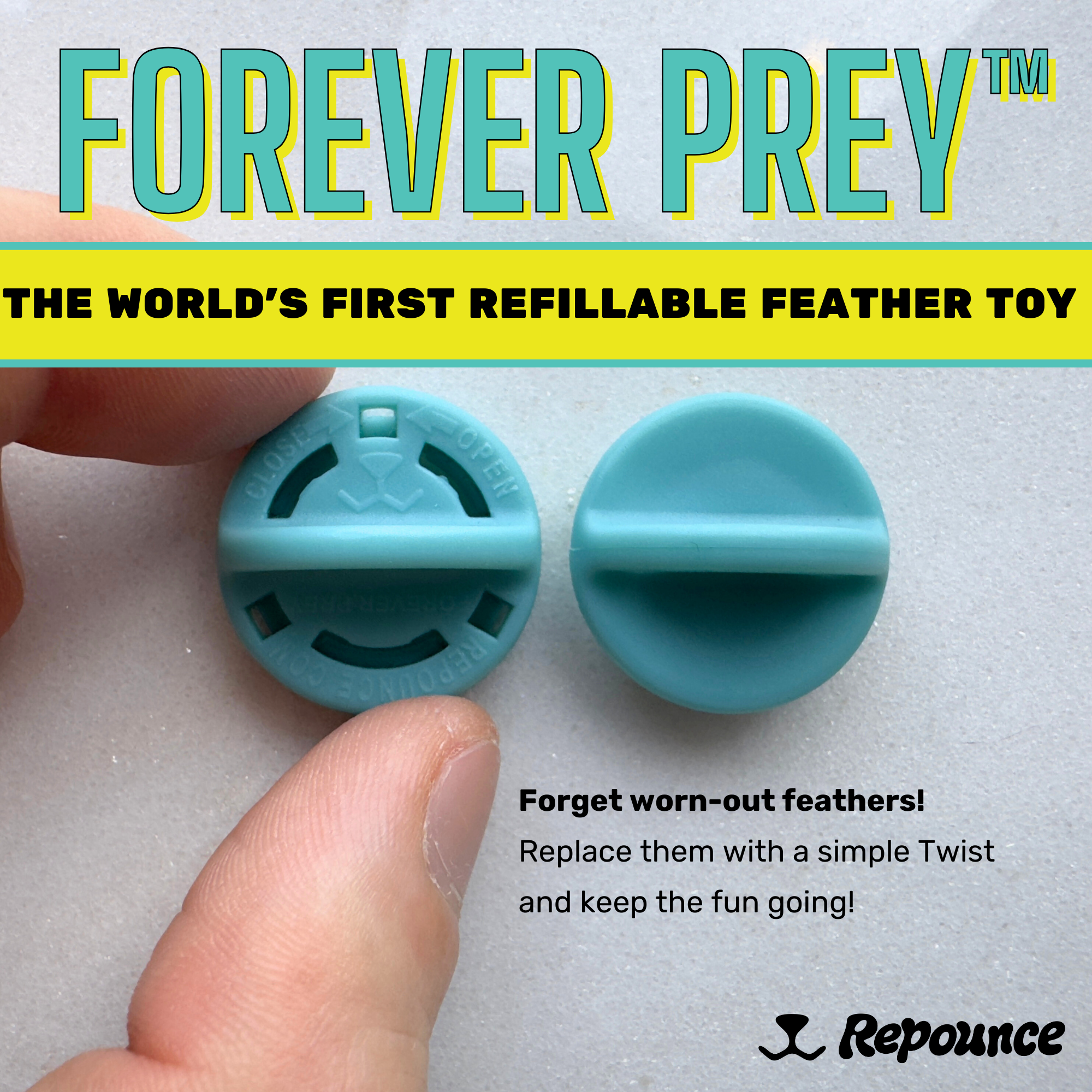 Repounce Forever Prey™ - World's First Refillable Feather Toy