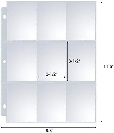 120 Pack 9 Pocket Page Protector, Sooez Trading Card Sleeves Pages Baseball Pages for 3 Ring Binder, Card Sheets for Standard Size Cards, Sport Cards, Game Cards, Business Cards