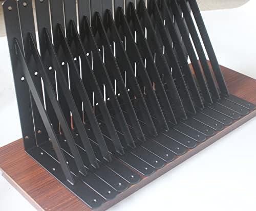 12 Pack L11 x H 8" Black Heavy Duty Shelf Brackets with Screws Metal Shelf Brackets Shelf Support Angle Brackets for Shelves L Brackets Heavy Duty Floating Shelf Brackets