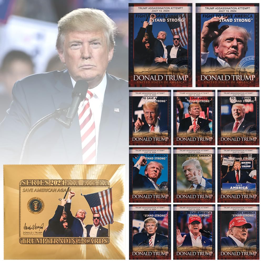 11pcs Trump Stand Strong Card 2024 Donald Trump Survived Shot at Election Rally Cards Set, Perfect Political Gift for Trump Supporters and Patriotic Americans