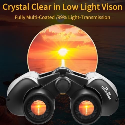 12x40 HD Compact Binoculars for Kids and Adults High Powered Quality,Super Large View Binoculars with Low-Light Night Vision,Waterproof and Lightweight Binoculars for Hunting Travel Bird Watching